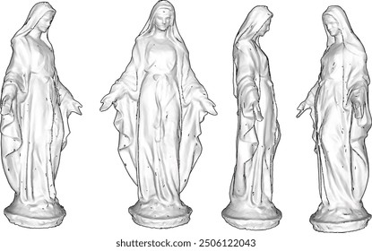 Vector sketch illustration of sacred ethnic classic vintage Blessed Mother Sculpture design