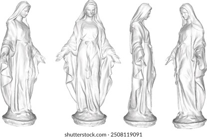 Vector sketch illustration of sacred ethnic classic vintage Blessed Mother Sculpture design