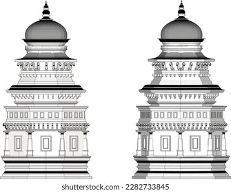 Vector sketch illustration of sacred temple where gods and goddesses live