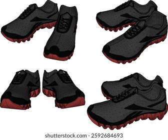 vector sketch illustration of sandal shoe design with accessories for office worker fashion