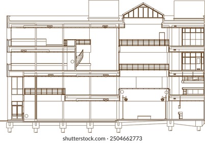 Ilustración de boceto de Vector de la construcción de edificios escolares Imagen de silueta de diseño