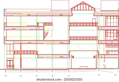 Ilustración de boceto de Vector de la construcción de edificios escolares Imagen de silueta de diseño