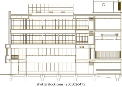 Ilustración de boceto de Vector de la construcción de edificios escolares Imagen de silueta de diseño