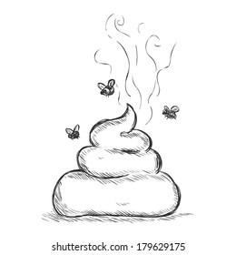 Vector Sketch Illustration - Shit and Flies