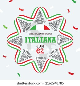 Vector sketch illustration with the sights of Italy on a white background. Travel concept.festa della repubblica italy