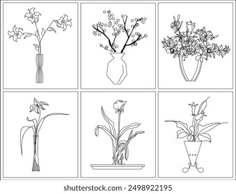 Vector sketch illustration of silhouette design of wall decoration painting of ornamental plants with beautiful graphics for home interior and greening of city parks