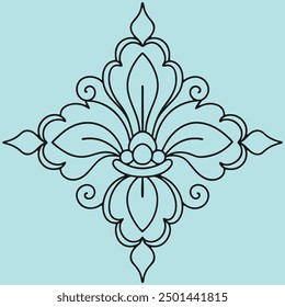 Vector sketch illustration silhouette design decorative ornament classic vintage ethnic traditional floral Neoclassical Style Decor. Mandala Line Art illustration. Decorative Design.