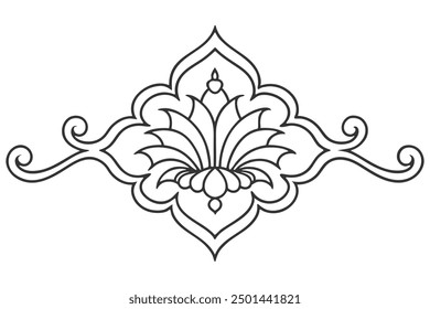 Vector sketch illustration silhouette design decorative ornament classic vintage ethnic traditional floral Neoclassical Style Decor. Mandala Line Art illustration. Decorative Design.