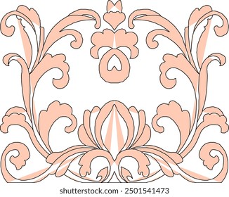 Vector sketch illustration silhouette design detail ornate vintage classic floral ornament 