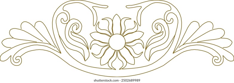 Vector sketch illustration silhouette design detail ornate vintage classic floral ornament