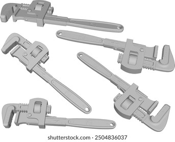 Diseño de silueta de ilustración de boceto de Vector de herramienta de carpintería de taller de llave para abrir cerraduras de tubería