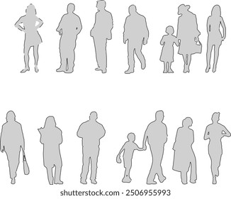 Vector sketch illustration of a silhouette design of a human doing work activities with fashion