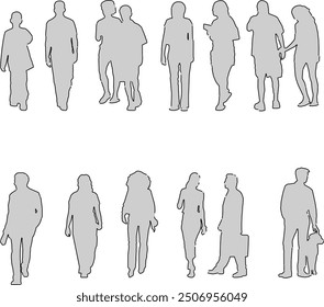 Vector sketch illustration of a silhouette design of a human doing work activities with fashion