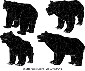 Vector sketch illustration silhouette design of big bear animal image with sharp teeth and claws