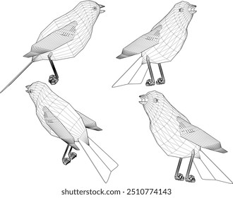 Vector sketch illustration silhouette design image of pet bird animal with wide wings