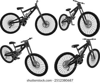 Vector sketch illustration silhouette design image of young man bicycle for freestyle downhill sport