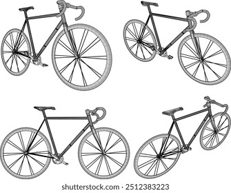 Vector sketch illustration silhouette design image of racing bike with aluminum frame for racing competition