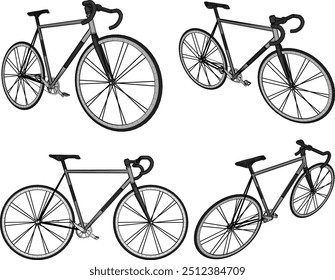Vector sketch illustration silhouette design image of racing bike with aluminum frame for racing competition