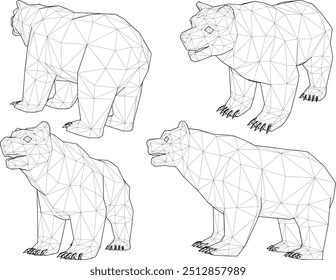 Vector sketch illustration silhouette design of big bear animal image with sharp teeth and claws