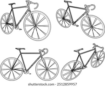 Vector sketch illustration silhouette design image of racing bike with aluminum frame for racing competition