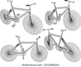 Vector sketch illustration silhouette design image of young man bicycle for freestyle downhill sport