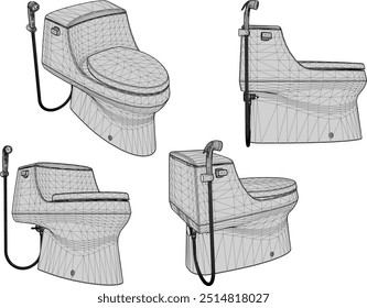 Vector sketch illustration silhouette design image of modern monobloc closet furniture with spray shower 