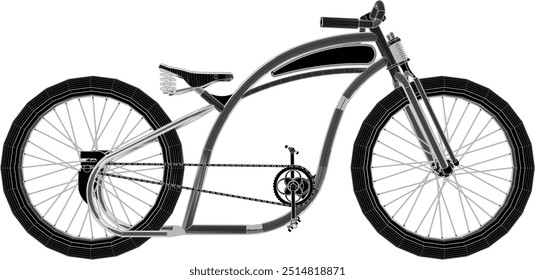 Vetor esboço ilustração silhueta projeto imagem de moderno clássico vintage étnico modificado bicicleta de corrida com grandes rodas