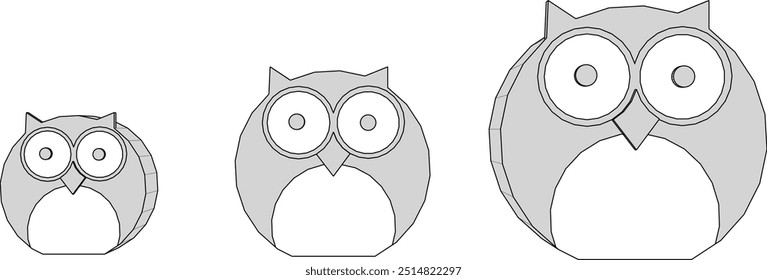 Vector sketch illustration silhouette design image of beautiful wooden owl animal toy decoration shelf cupboard