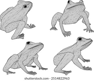 Vektorskizze Illustration Silhouette Design Bild eines Amphibien Tier Frosch ist in Bereitschaft, um nach Nahrung zu suchen