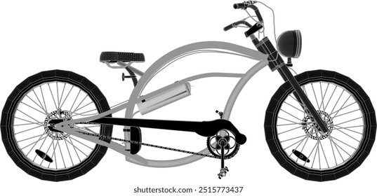 Vector sketch illustration silhouette design image of modern classic vintage ethnic modified bicycle with big wheels