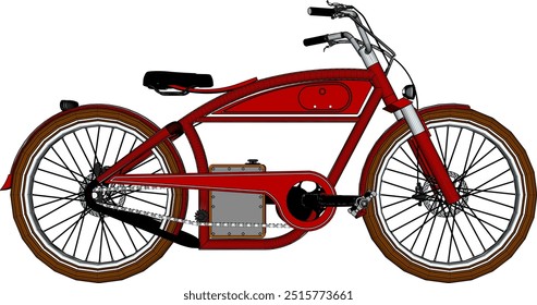 Vector sketch illustration silhouette design image of modern classic vintage ethnic modified drag racing bike with big wheels