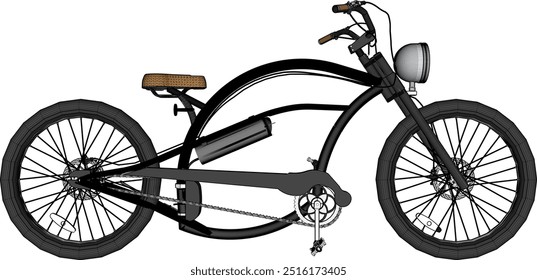 Vector sketch illustration silhouette design image of modern classic vintage ethnic modified bicycle with big wheels