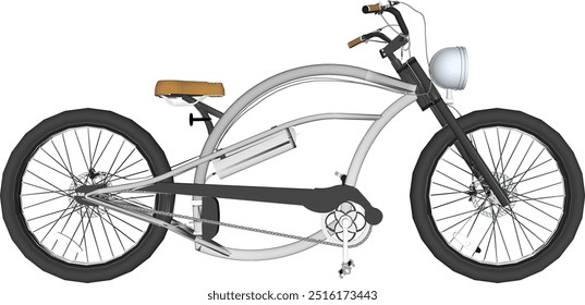 Vetor esboço ilustração silhueta design imagem de bicicleta moderna clássica vintage étnica modificada com grandes rodas 