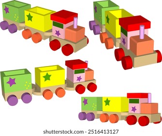 Vector sketch illustration silhouette design image of beautiful wooden train children's toy decoration shelf cupboard