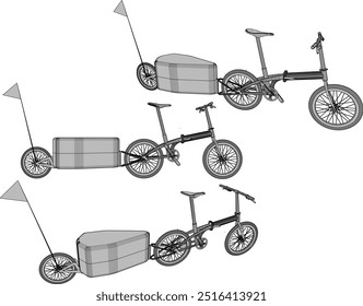 Vector boceto ilustración silueta diseño Imagen de bicicleta con equipaje en la parte posterior para viajar