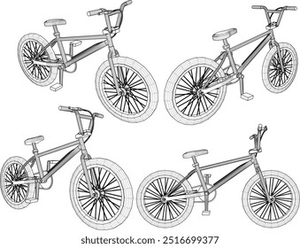 Vector sketch illustration silhouette design image of child sport bike for casual cycling walking