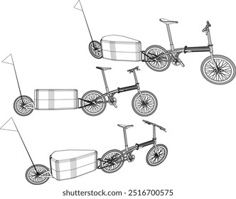 Vector boceto ilustración silueta diseño Imagen de bicicleta con equipaje en la parte posterior para viajar