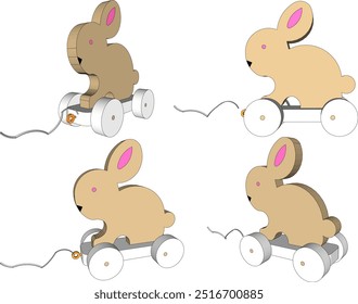 Vector sketch illustration silhouette design image of beautiful wooden push bunny doll toy decoration wardrobe shelf