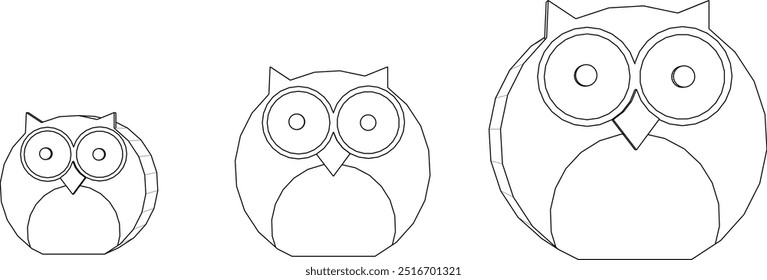 Vector sketch illustration silhouette design image of beautiful wooden owl animal toy decoration shelf cupboard