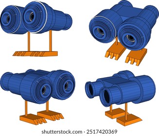 Vector sketch illustration silhouette design image of children's toy binoculars decoration shelf cupboard