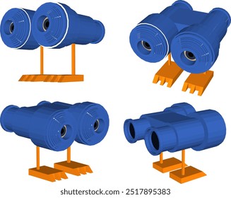 Vector sketch illustration silhouette design image of children's toy binoculars decoration shelf cupboard