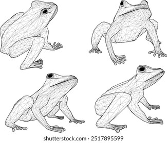 Vektorskizze Illustration Silhouette Design Bild eines Amphibien Tier Frosch ist in Bereitschaft, um nach Nahrung zu suchen