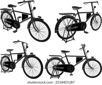 Vetor esboço ilustração silhueta design imagem de uma clássica vintage bicicleta tradicional