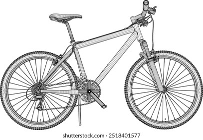 Vector boceto ilustración silueta diseño Imagen de un rally de bicicleta en el bosque