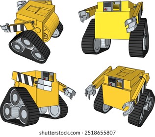 Vector sketch illustration silhouette design image educational toy creativity robot for children room decoration and wardrobe shelves