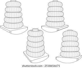 Vector sketch illustration silhouette design image educational toy creativity for children room decoration and wardrobe shelves