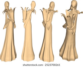 Vetor esboço ilustração silhueta design estátua sacerdotisa mulher clássica vintage étnica abstrata moderna arte contemporânea