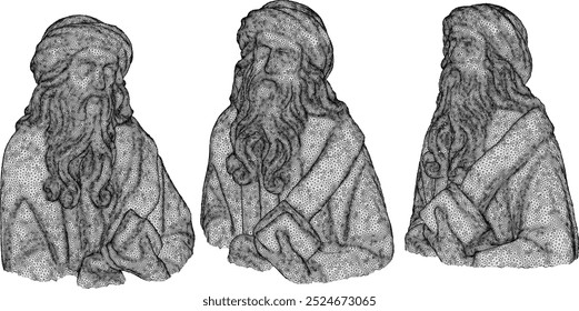 Vector sketch illustration silhouette design statue philosopher thinker roman greek classic vintage ethnic europe