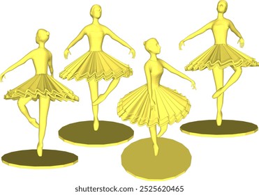 Vector sketch illustration silhouette design statue of ballerina playing ballet classic vintage ethnic abstract modern contemporary art