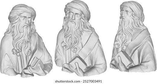 Vector sketch illustration silhouette design statue philosopher thinker roman greek classic vintage ethnic europe